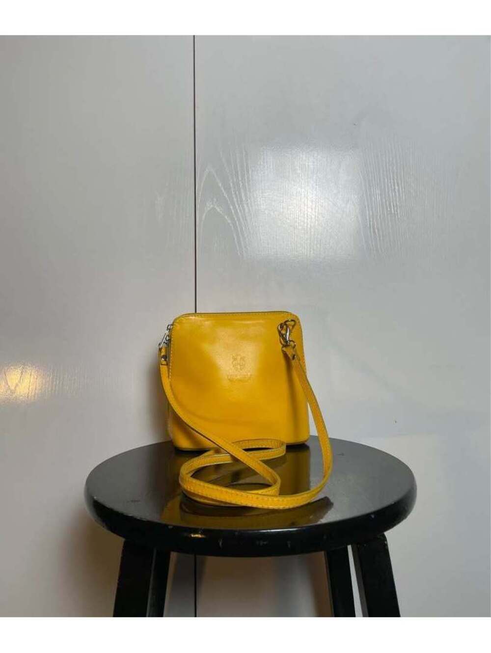 Vintage Vera Pelle Yellow Italian Leather Crossbody Bag